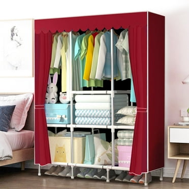 LEHUO HOME Simple Nonwoven Fabric Painting Metal Frame Wardrobe Dormitory Clothing Closet Bedroom Furniture Large Capacity Storage Cabinet Telephone Booth LEHUO HOME Simple Nonwoven Fabric Painting Metal Frame Wardrobe Dormitory Clothing Closet Bedroom Furniture Large Capacity Storage Cabinet Telephone Booth